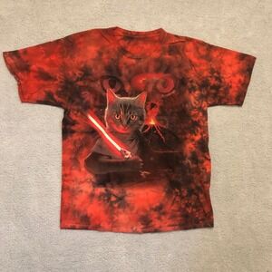 Sith Cat Lightsaber Tie Dye T-Shirt Red Black Graphic Tee Mens XL Mountain